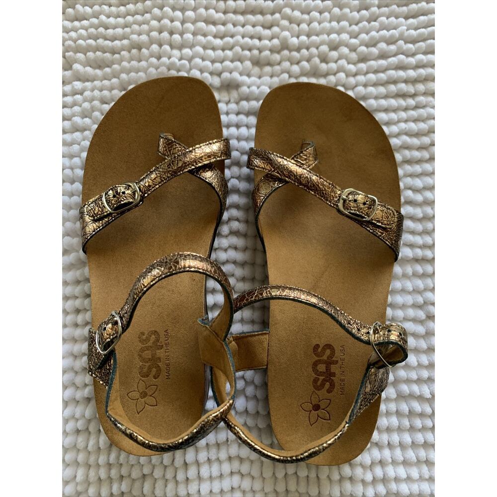 SAS Sandals Pampa Fantasia Womens Size 9 Wide Copper Gold Crinkle strap sandals - Picture 4 of 11
